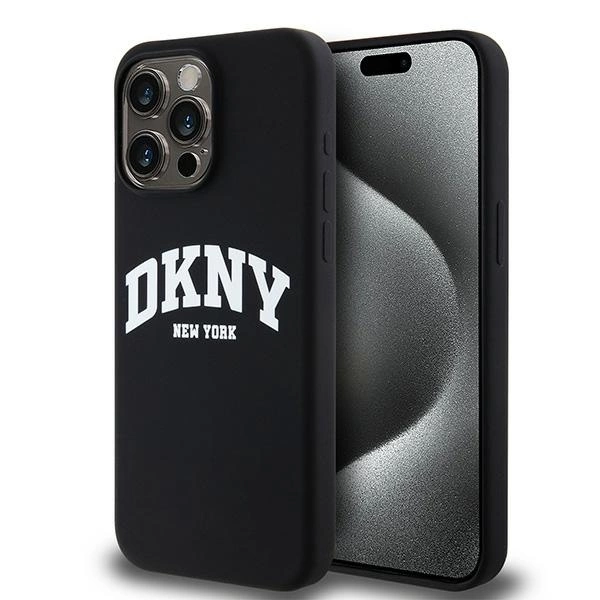 DKNY Liquid Silicone White Printed Logo MagSafe iPhone 14 Pro Max Case - Blackeng