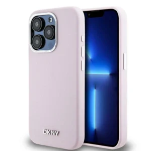 DKNY Liquid Silicone Small Metal Logo MagSafe case for iPhone 15 Pro - pinkeng