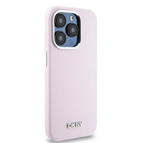 DKNY Liquid Silicone Small Metal Logo MagSafe case for iPhone 15 Pro - pinkeng