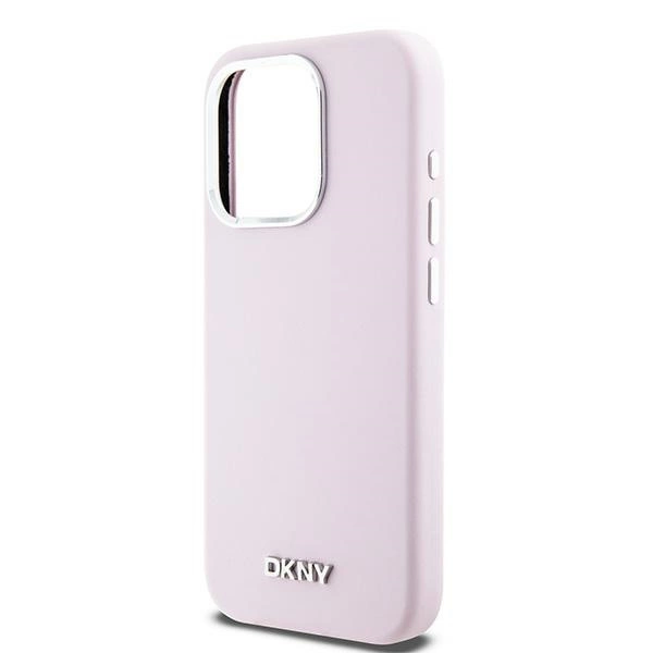 DKNY Liquid Silicone Small Metal Logo MagSafe case for iPhone 15 Pro - pinkeng