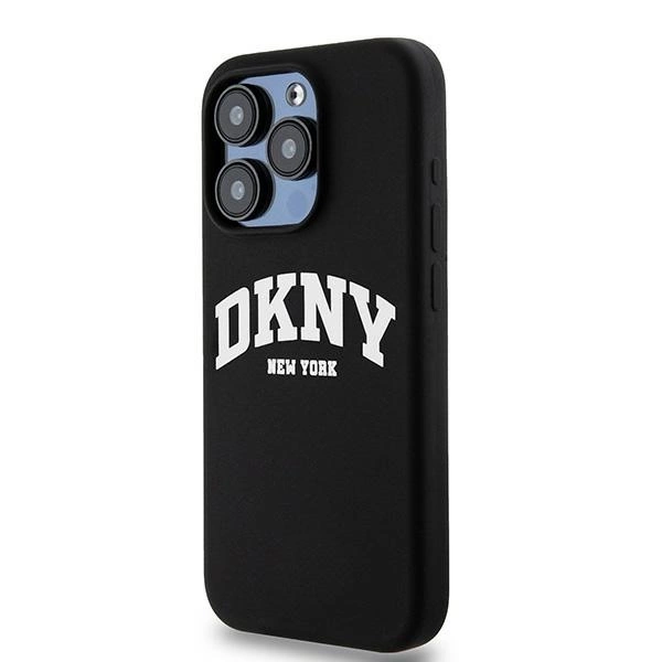 DKNY Liquid Silicone White Printed Logo MagSafe iPhone 15 Pro Case - Blackeng