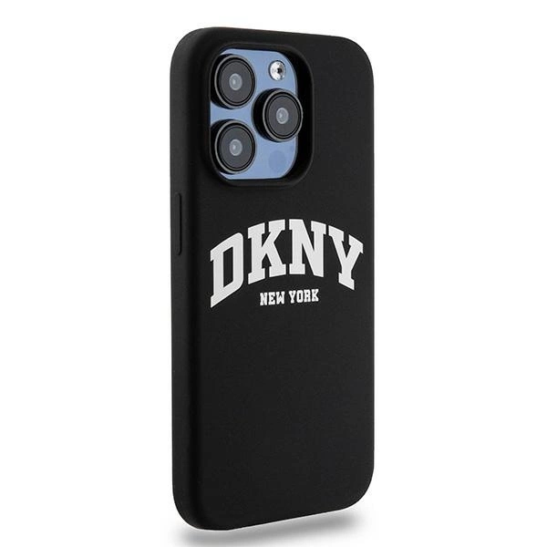 DKNY Liquid Silicone White Printed Logo MagSafe iPhone 15 Pro Case - Blackeng