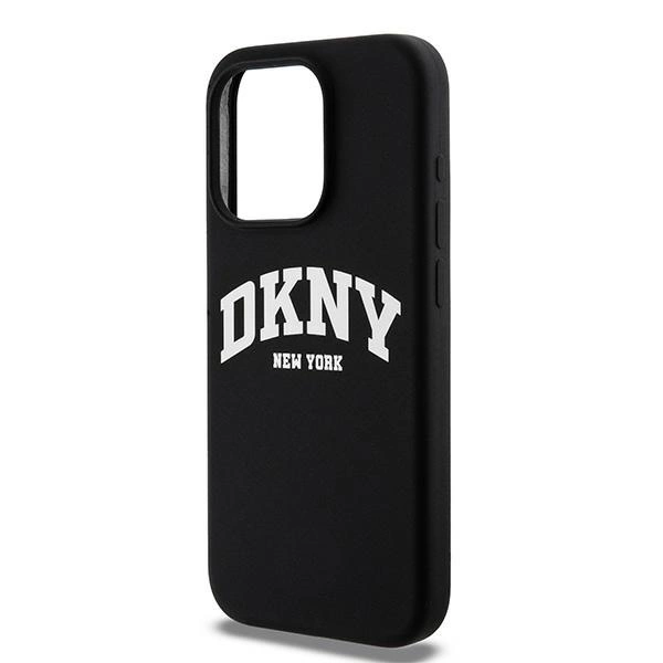 DKNY Liquid Silicone White Printed Logo MagSafe iPhone 15 Pro Case - Blackeng