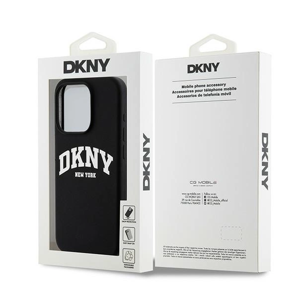 DKNY Liquid Silicone White Printed Logo MagSafe iPhone 15 Pro Case - Blackeng