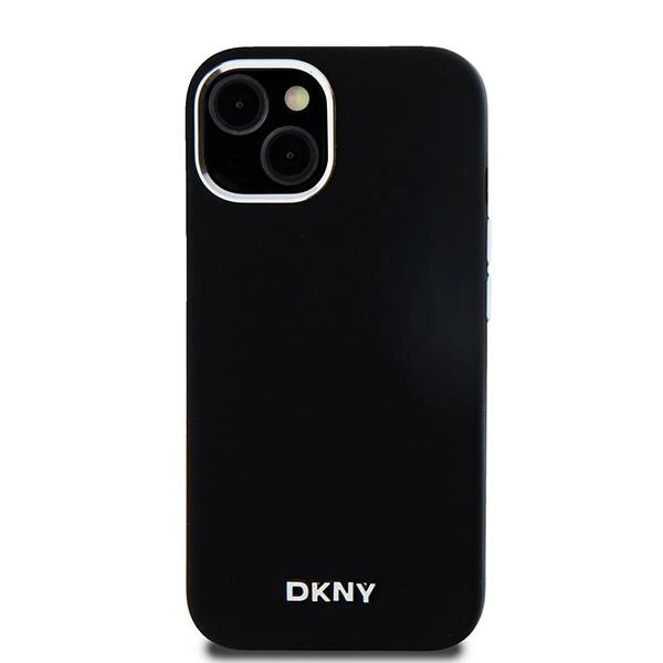 DKNY Liquid Silicone Small Metal Logo MagSafe Case for iPhone 15 Plus / 14 Plus - Blackeng
