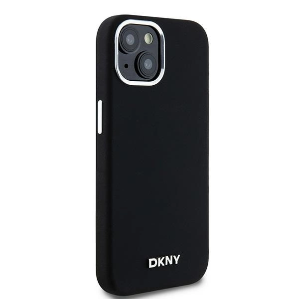DKNY Liquid Silicone Small Metal Logo MagSafe Case for iPhone 15 Plus / 14 Plus - Blackeng