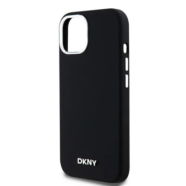 DKNY Liquid Silicone Small Metal Logo MagSafe Case for iPhone 15 Plus / 14 Plus - Blackeng