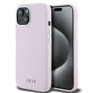 DKNY Liquid Silicone Small Metal Logo MagSafe Case for iPhone 15 Plus / 14 Plus - Pinkeng