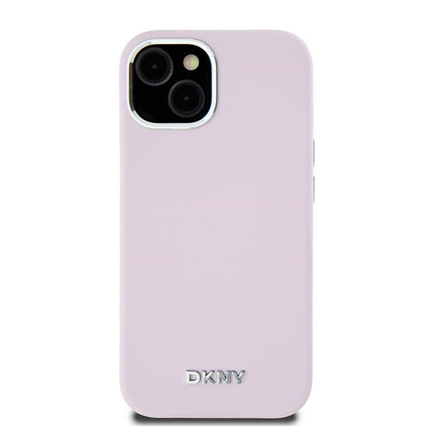 DKNY Liquid Silicone Small Metal Logo MagSafe Case for iPhone 15 Plus / 14 Plus - Pinkeng