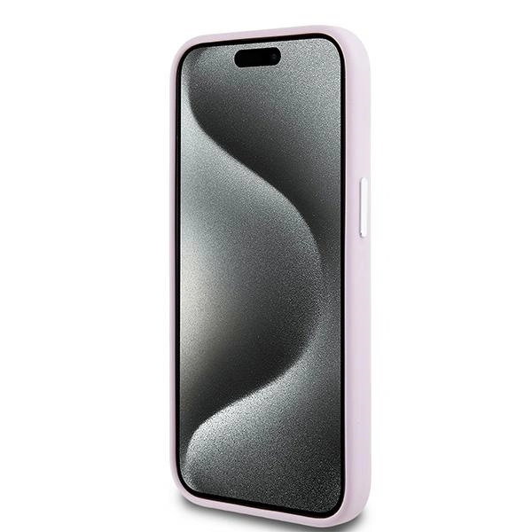DKNY Liquid Silicone Small Metal Logo MagSafe Case for iPhone 15 Plus / 14 Plus - Pinkeng