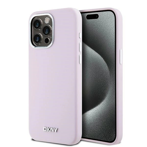 Etui DKNY Liquid Silicone Small Metal Logo MagSafe na iPhone 15 Pro Max - różowepol