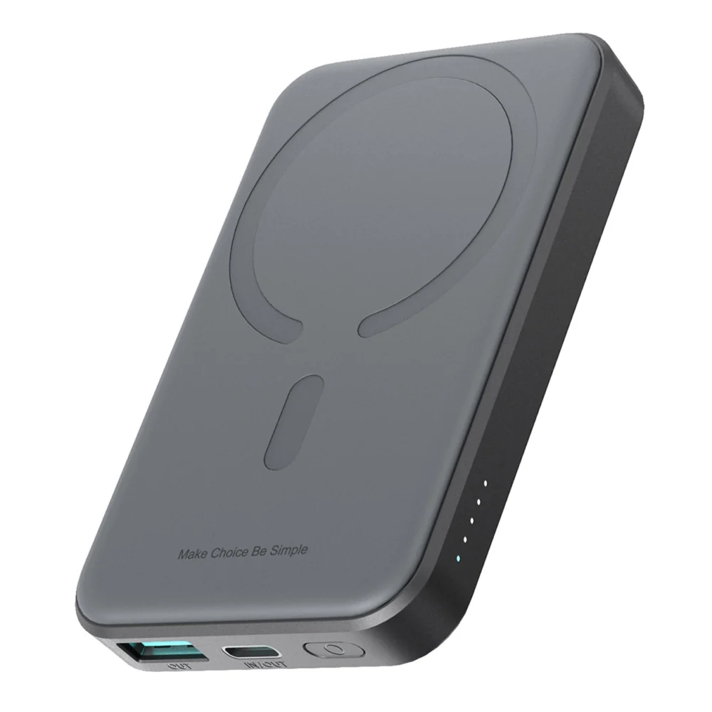 Powerbank Joyroom JR-W020 Mini 5000mAh USB-A USB-C inductive 20W - black + USB-C / USB-C cableeng