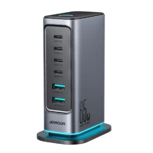 Joyroom JR-TCM02 multi-port GaN charger 65W EU 4x USB-C 2x USB-A - dark grayeng