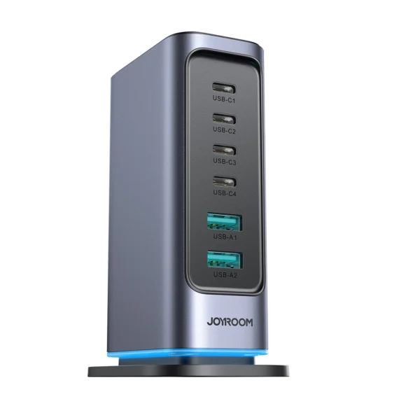 Joyroom JR-TCM02 multi-port GaN charger 65W EU 4x USB-C 2x USB-A - dark grayeng