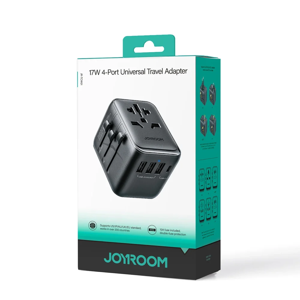 Joyroom JR-TCW01 Travel Adapter Universal 17W EU / US / UK / JP / AU / CN - Blackeng