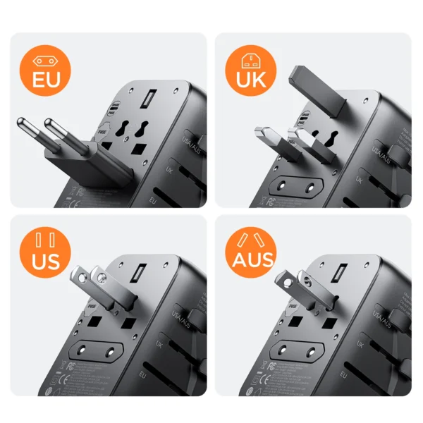 Joyroom JR-TCW01 Travel Adapter Universal 17W EU / US / UK / JP / AU / CN - Blackeng