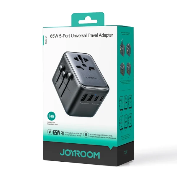 Joyroom JR-TCW02 65W Travel Adapter Universal EU / US / JP / AU / UK / CN - Blackeng
