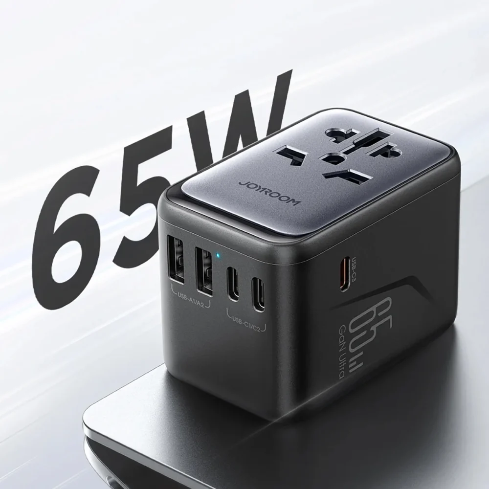 Joyroom JR-TCW02 65W Travel Adapter Universal EU / US / JP / AU / UK / CN - Blackeng