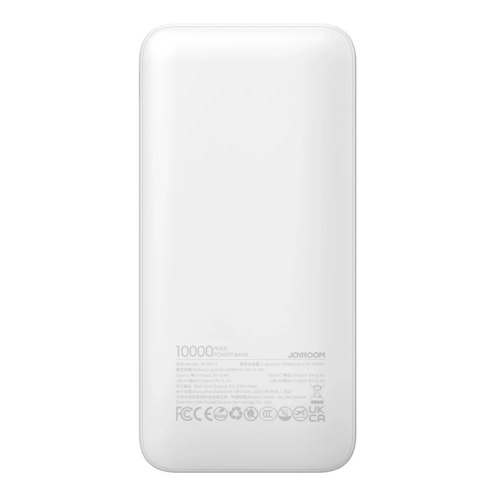 Powerbank Joyroom JR-PBF12 10000mAh 2.4A 2x USB-A 1x USB-C - whiteeng