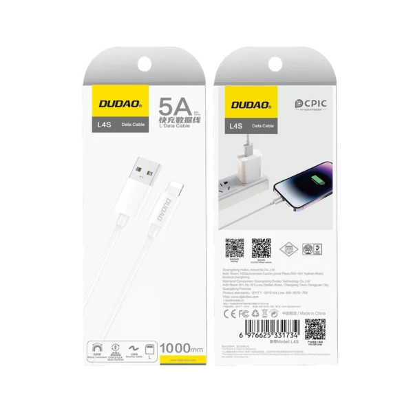 Dudao L4SL USB-A / Lightning 2A cable 1m - whiteeng