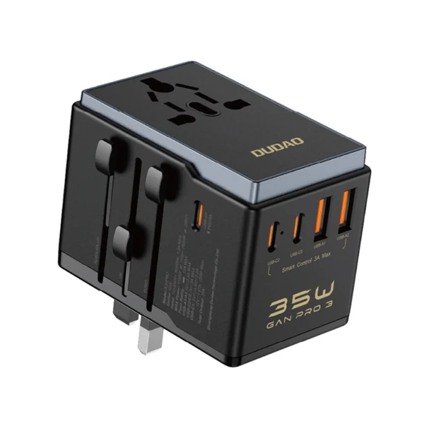 Dudao A35Pro 35W EU / UK / AUS / US / JP travel adapter 3x USB-C 2x USB-A - blackeng