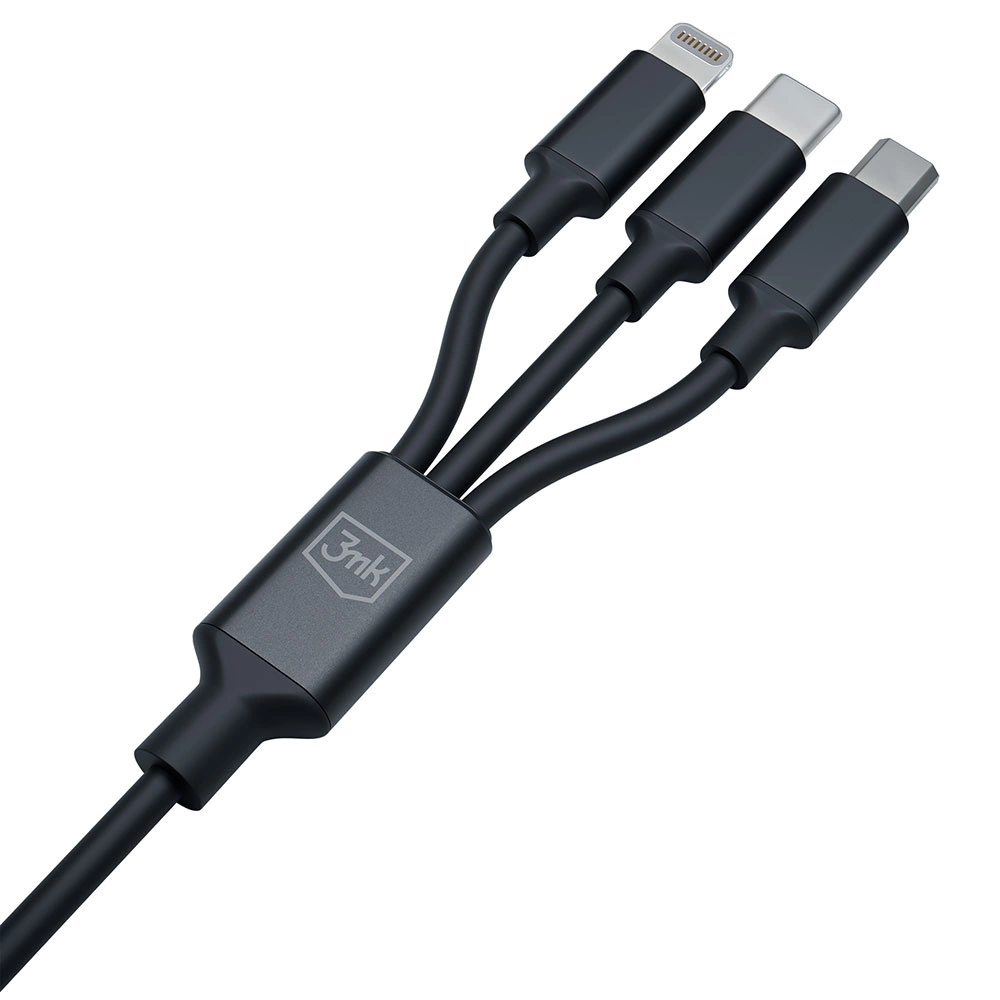 3mk Hyper Cable 3in1 USB-A - USB-C / USB-C - micro USB - Lightning 1.5m - blackeng