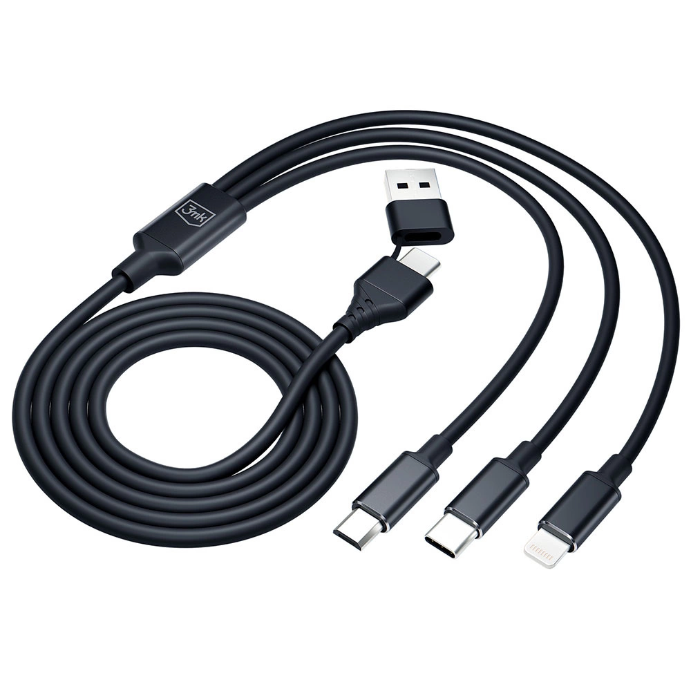3mk Hyper Cable 3in1 USB-A - USB-C / USB-C - micro USB - Lightning 1.5m - blackeng