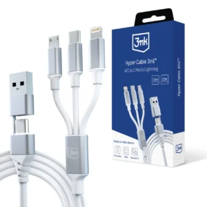 3mk Hyper Cable 3in1 USB-A - USB-C / USB-C - micro USB - Lightning 1.5m - whiteeng