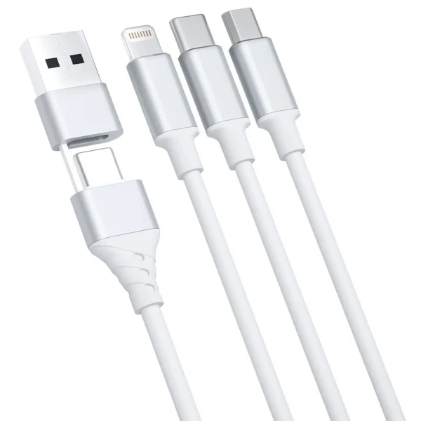 3mk Hyper Cable 3in1 USB-A - USB-C / USB-C - micro USB - Lightning 1.5m - whiteeng