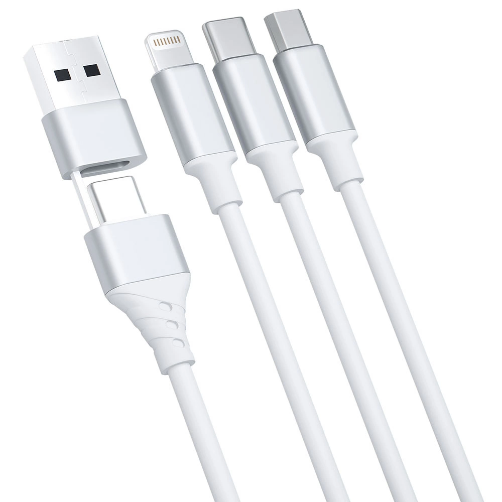 3mk Hyper Cable 3in1 USB-A - USB-C / USB-C - micro USB - Lightning 1.5m - whiteeng