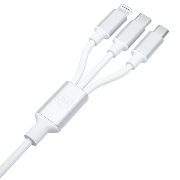 3mk Hyper Cable 3in1 USB-A - USB-C / USB-C - micro USB - Lightning 1.5m - whiteeng