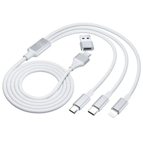 3mk Hyper Cable 3in1 USB-A - USB-C / USB-C - micro USB - Lightning 1.5m - whiteeng
