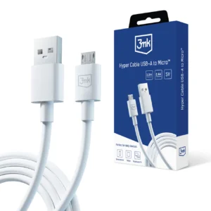 3mk Hyper Cable USB-A / micro USB 5V 2.4A 1.2m - whiteeng