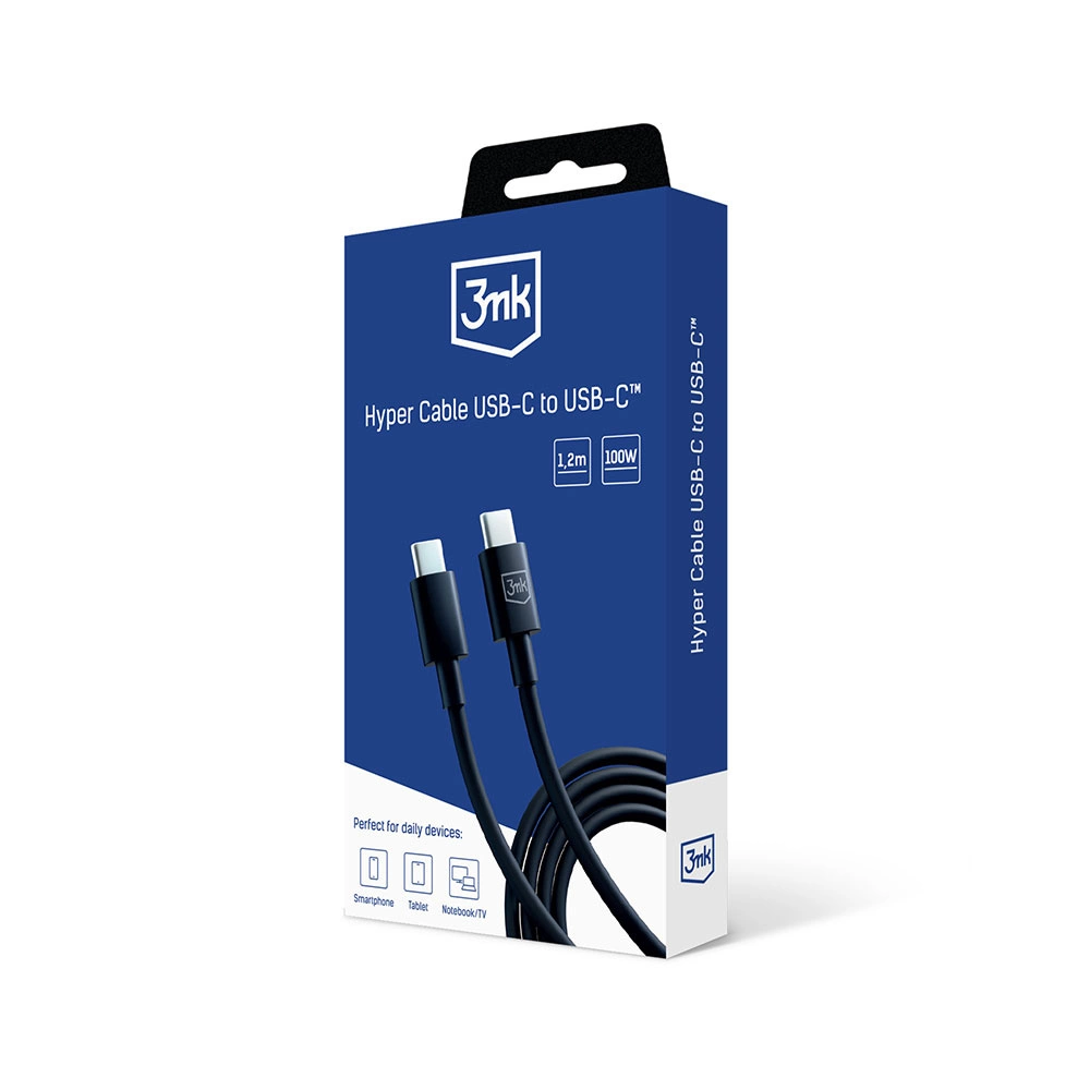 3mk Hyper Cable USB-C / USB-C 100W 1.2m - Blackeng