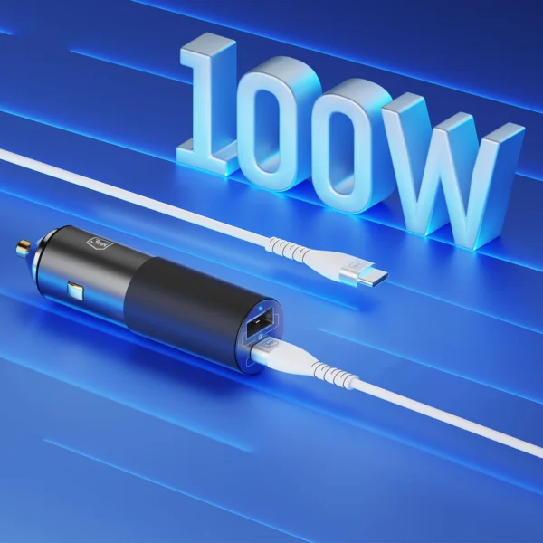 3mk Hyper Car Charger USB-C USB-A 100W - silvereng