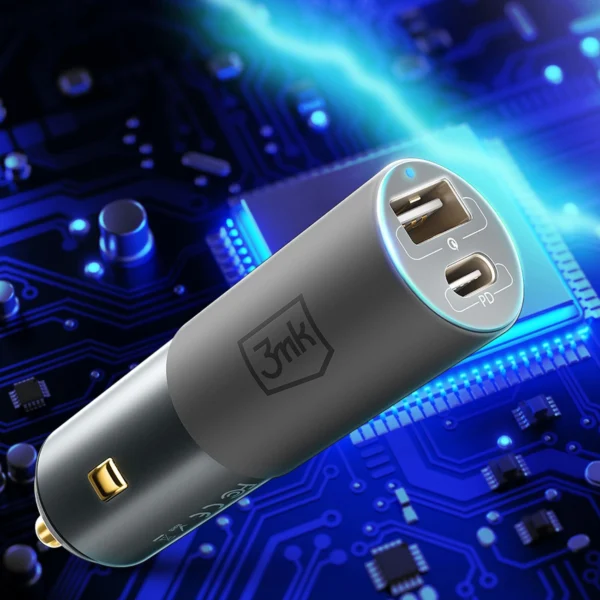 3mk Hyper Car Charger USB-C USB-A 100W - silvereng
