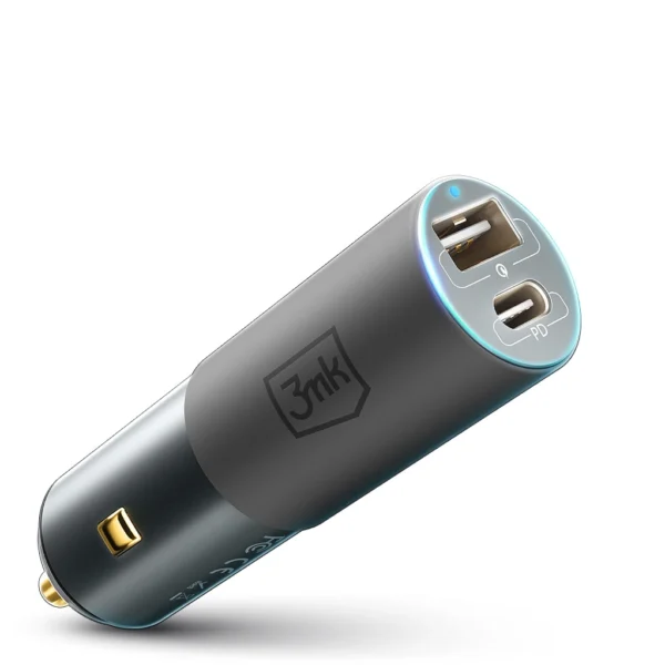 3mk Hyper Car Charger USB-C USB-A 100W - silvereng
