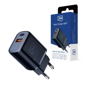 3mk Hyper Charger 20W USB-C USB-A wall charger - blackeng