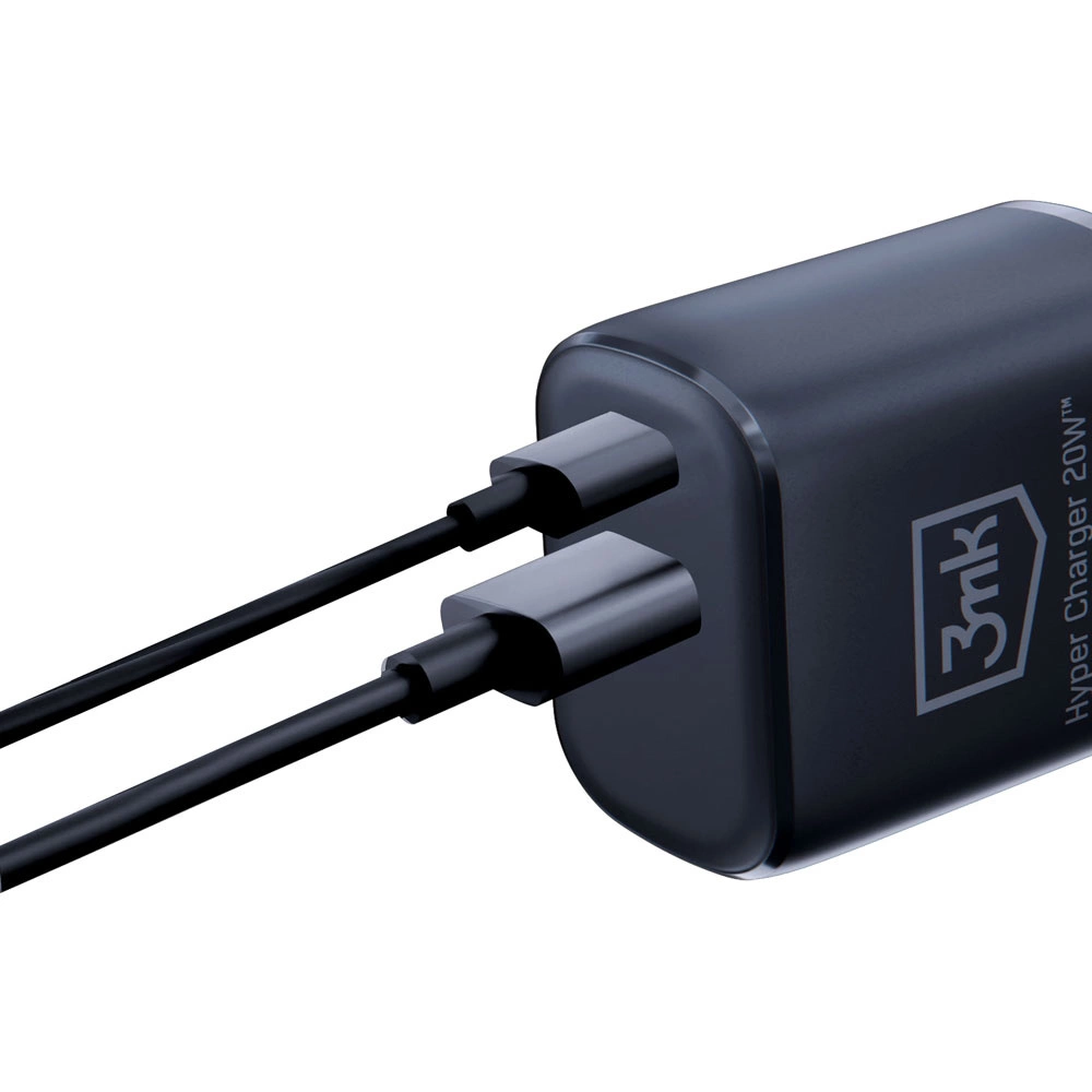 3mk Hyper Charger 20W USB-C USB-A wall charger - blackeng