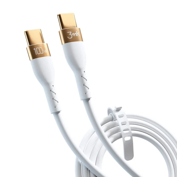 3mk Hyper Silicone Cable USB-C / USB-C 100W 2m - whiteeng