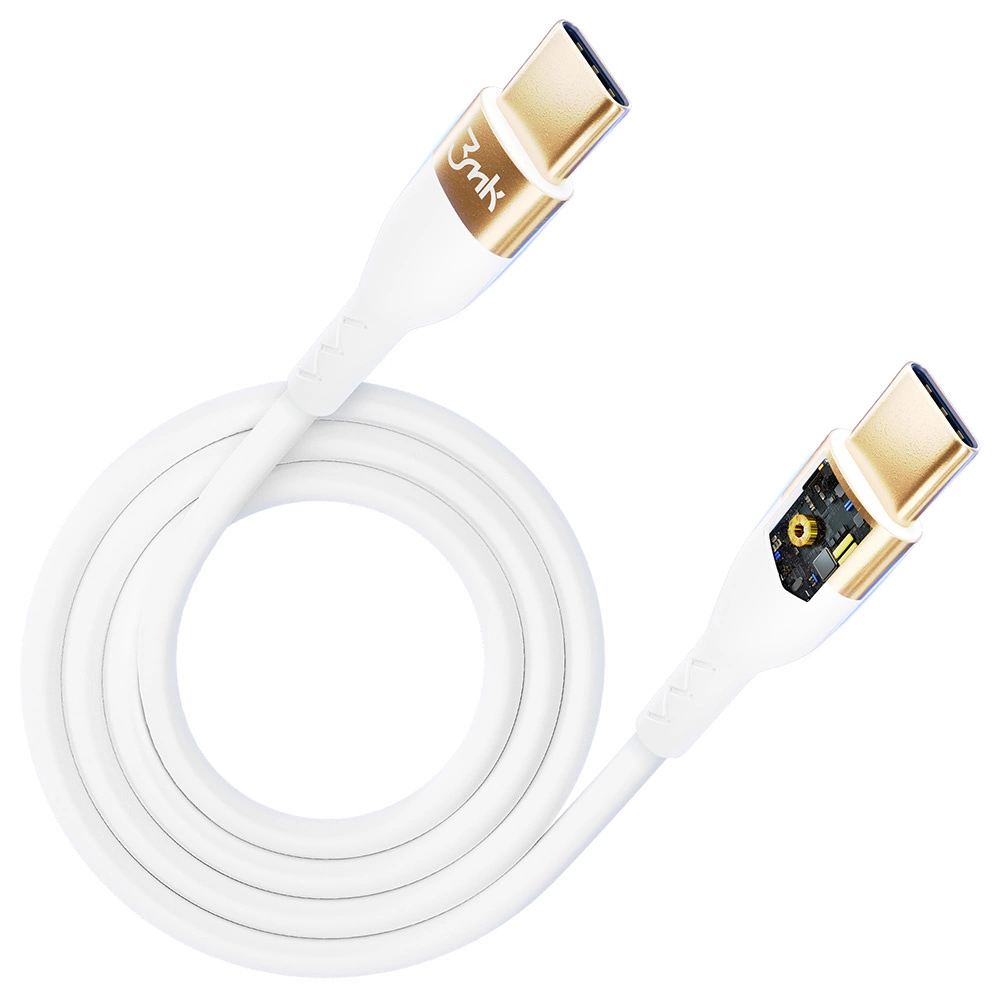 3mk Hyper Silicone Cable USB-C / USB-C 100W 2m - whiteeng