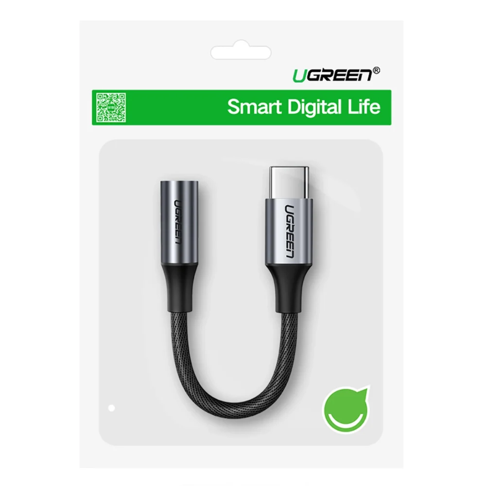Ugreen AV161 adapter for headphones mini jack 3.5 mm (female) / USB-C (male) 10 cm - grayeng