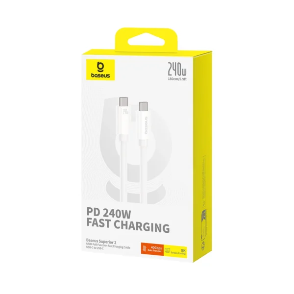 Baseus Superior 2 CB000066 USB-C / USB-C USB4 cable 240W 1.8m - whiteeng