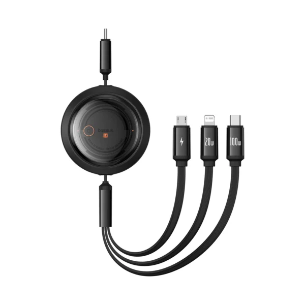 Baseus Free2Draw CB000084 retractable USB-C - Lightning / USB-C / micro USB cable 100W 1.1m - blackeng