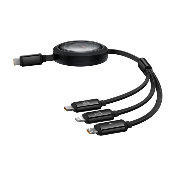 Baseus Free2Draw CB000084 retractable USB-C - Lightning / USB-C / micro USB cable 100W 1.1m - blackeng