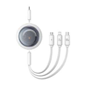 Baseus Free2Draw CB000084 retractable USB-C - Lightning / USB-C / micro USB cable 100W 1.1m - whiteeng