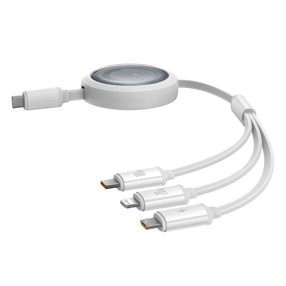 Baseus Free2Draw CB000084 retractable USB-C - Lightning / USB-C / micro USB cable 100W 1.1m - whiteeng