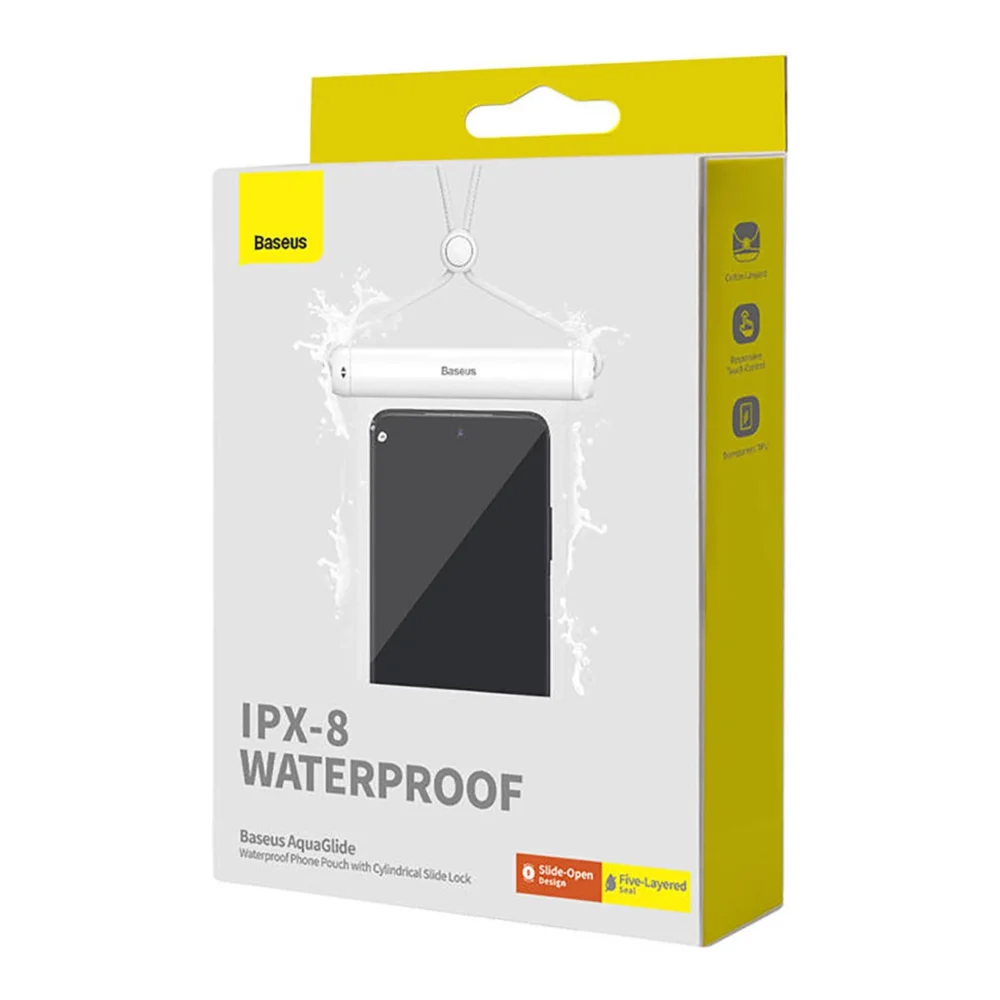 Baseus AquaGlide BS-PC030 case waterproof IPX8 with cylindrical clasp - whiteeng