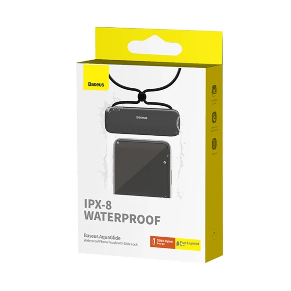 Baseus AquaGlide BS-PC029 case waterproof IPX8 with Slide Lock system - blackeng