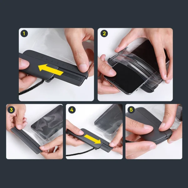 Baseus AquaGlide BS-PC029 case waterproof IPX8 with Slide Lock system - blackeng